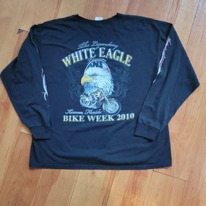 Mens Long Sleeve T-shirt White Eagle Bike Week 2010 FL  XL